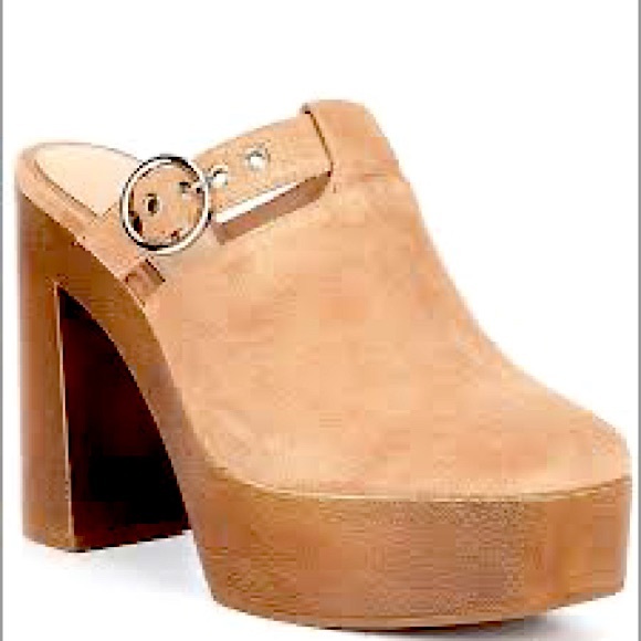 GIANNI BINI SOTELO BUCKLE DETAIL SUEDE PLATFORM CLOGS. SIZE 8.5M - Picture 1 of 12